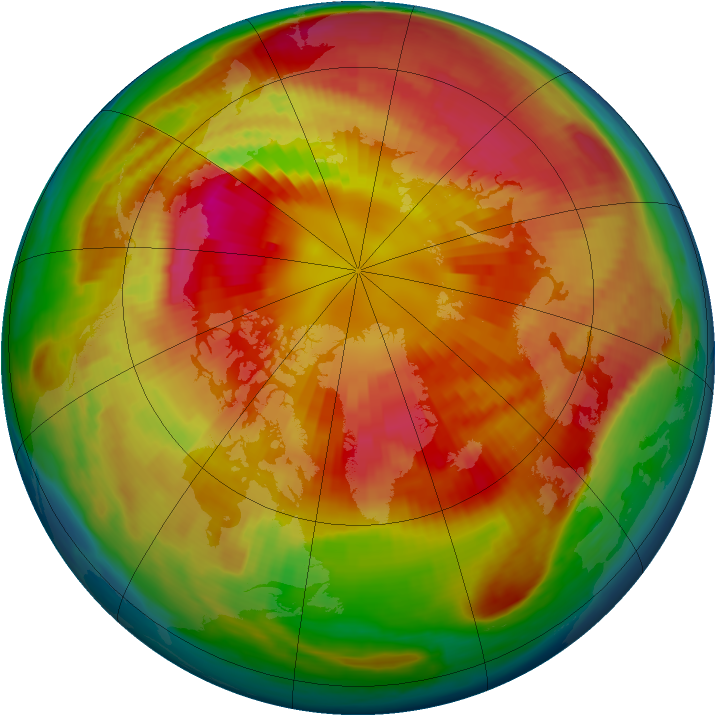 Arctic ozone map for 10 March 1999